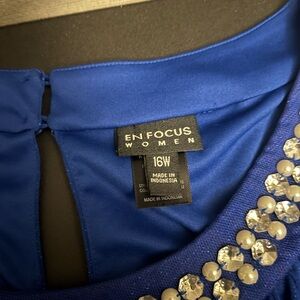 Enfocus Studio Royal Blue Dress with Crystal Accents